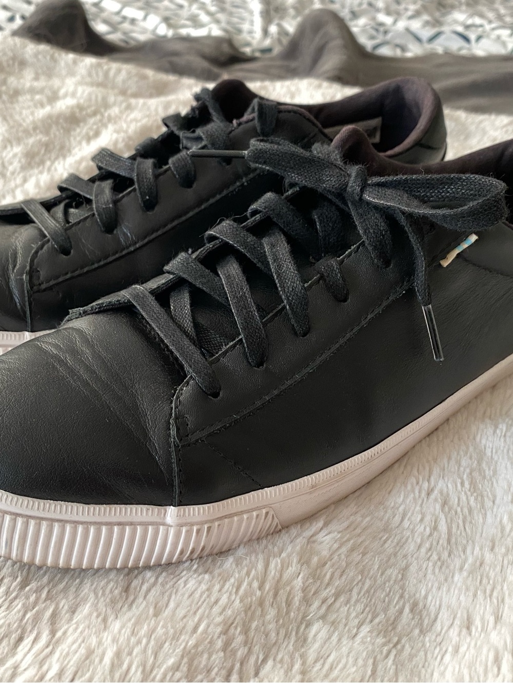 Toms Black Lace-Up Sneakers with Off-White Sole